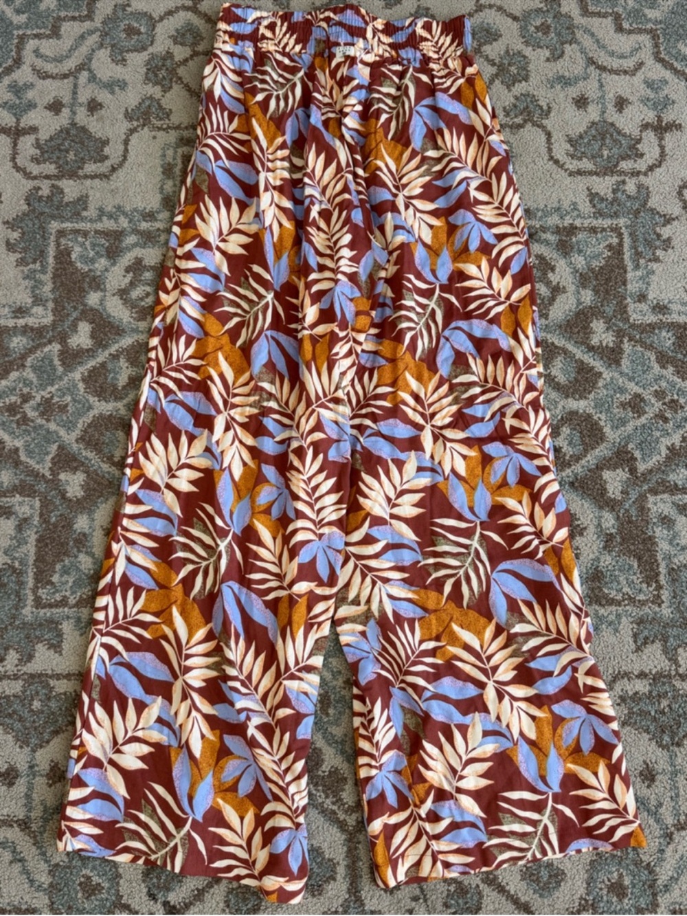 Billabong Flowy Wide Leg Colorful Pants with Pocket Size M Made in India Floral - Picture 2 of 6